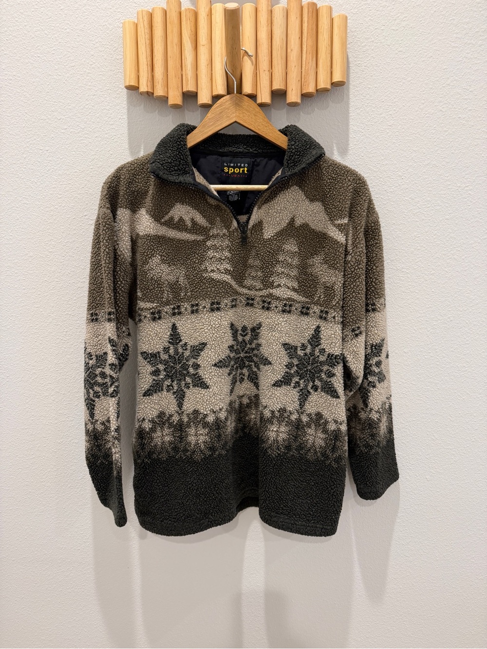 Limited Sport Brown & Cream Sherpa Half-Zip Sweater Fair Isle